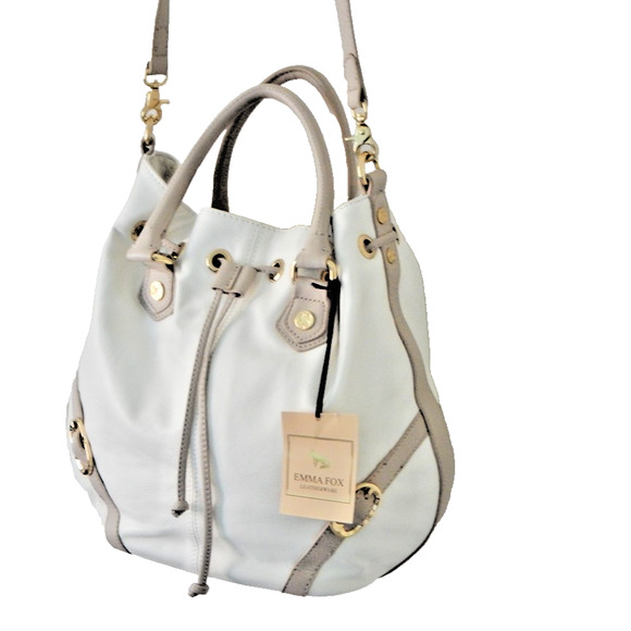 NWT EMMA FOX JUNO Leather Satchel Shoulder Handbag White NEW - Picture 10 of 16